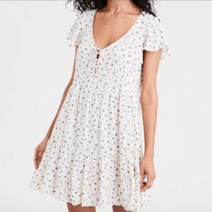 White floral babydoll dress
